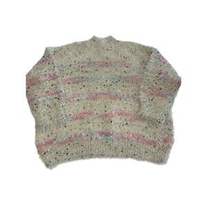 See And Be Seen Confetti Sweater M/L Super Soft Comfy Rainbow Fluffy #Z1-3‎